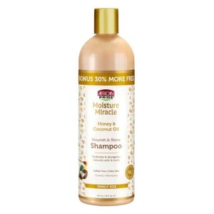 شامپو موهای فر افریکن پراید MOISTURE MIRACLE حاوی عسل و روغن نارگیل حجم 473 میل