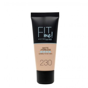 کرم پودر میبلین نیویورک فیت می شماره 230    MAYBELLINE NEW YORK FIT ME MATT+PORELESS NATURAL BUFF BEIGE SABLE 230