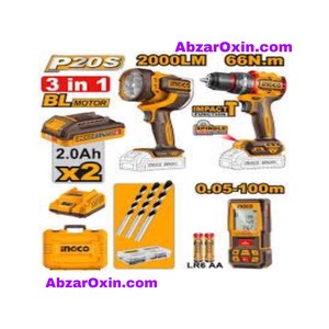 ست کمبو شارژی (دریل و چراغ قوه و متر لیزری) اینکو مدل COSLI250885