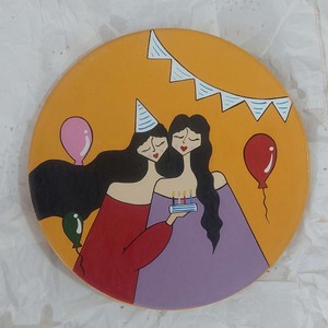 دیوارکوب سفالی قطر 20سانت تم تولد (روز تولد .روز دختر)