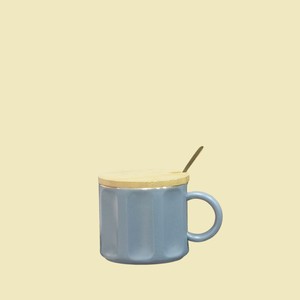 لاته خوری سرامیکی باکیفیت درب بامبو قاشق دار شیاردار