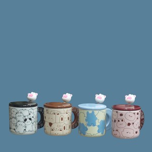 ماگ سرامیکی درب قاشق پنجه سیلیکونی طرح گربه