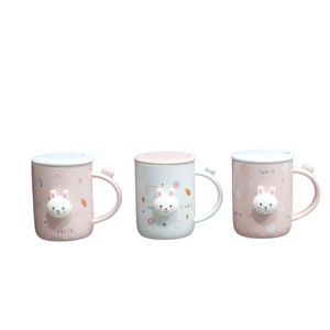 ماگ سرامیکی درب قاشق دار همراه عروسک سیلیکونی خرگوش باکیفیت