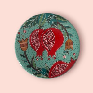 دیوار کوب سفالی (نماد شب یلدا  درخت  با انار فانتزی ) شب یلدا باکیفیت  قابل شست وشو صاف .صیقلی (15سانتی متر) (ارسال فوری به کل کشور)