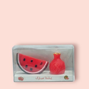 شمع یلدایی طرح (انار. هندوانه ) یلدامبارک  کیفیت معمولی  (ارسال فوری  به کل کشور )