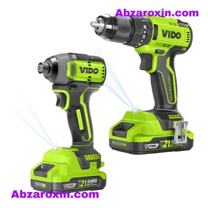 کیت دو ﻋﺪدی درﯾﻞ چکشی و آچار بکس ﺷﺎرژی 21 وﻟﺖ ویدو مدل WD910410210