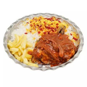 زرشک پلو با ران مرغ