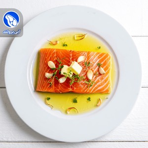 فیله ماهی قزل‌آلا کبابی سیر و کره