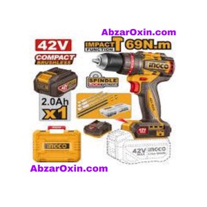 دریل شارژی 42 ولت براشلس 69 نیوتن اینکو مدل CIDLI426981