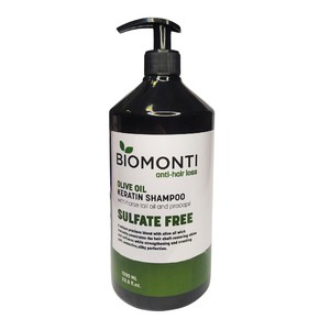 شامپو بدون سولفات ضد ریزش و کراتینه بیومونتی Biomonti حاوی روغن زیتون 1000 میلی لیتر