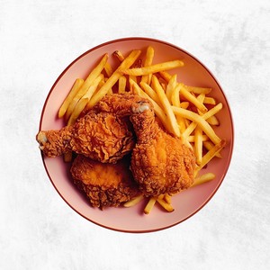 ران سوخاری ۳ تکه و سیب زمینی