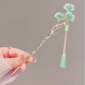 کانزاشی مو فلزی برگ سبز آویزدار