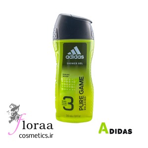 شامپو سه کاره بدن مو صورت مدل پیور گیم آدیداس | Adidas pure game حجم 250 میل