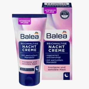 کرم مرطوب کننده شب باله آ مخصوص پوست خشک و حساس Balea حجم 50 میل
